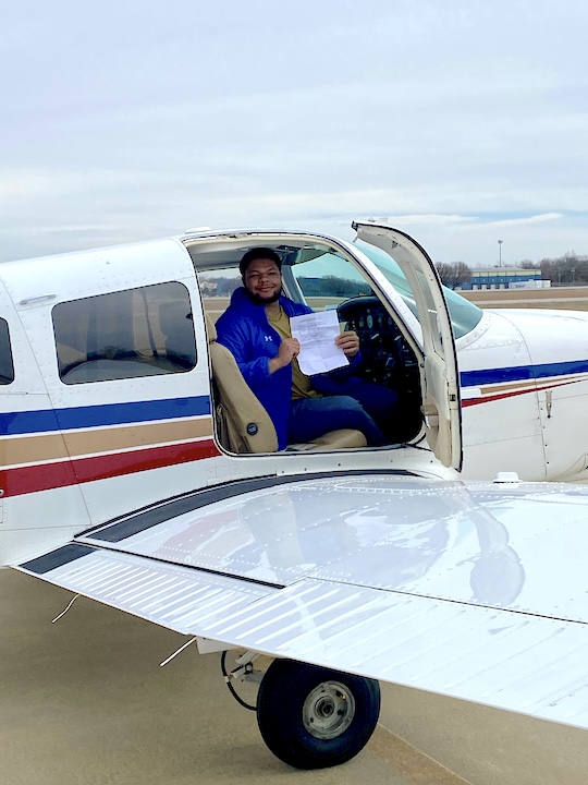 Student passing a checkride at Summit Flight Academy in Overland Park, KS