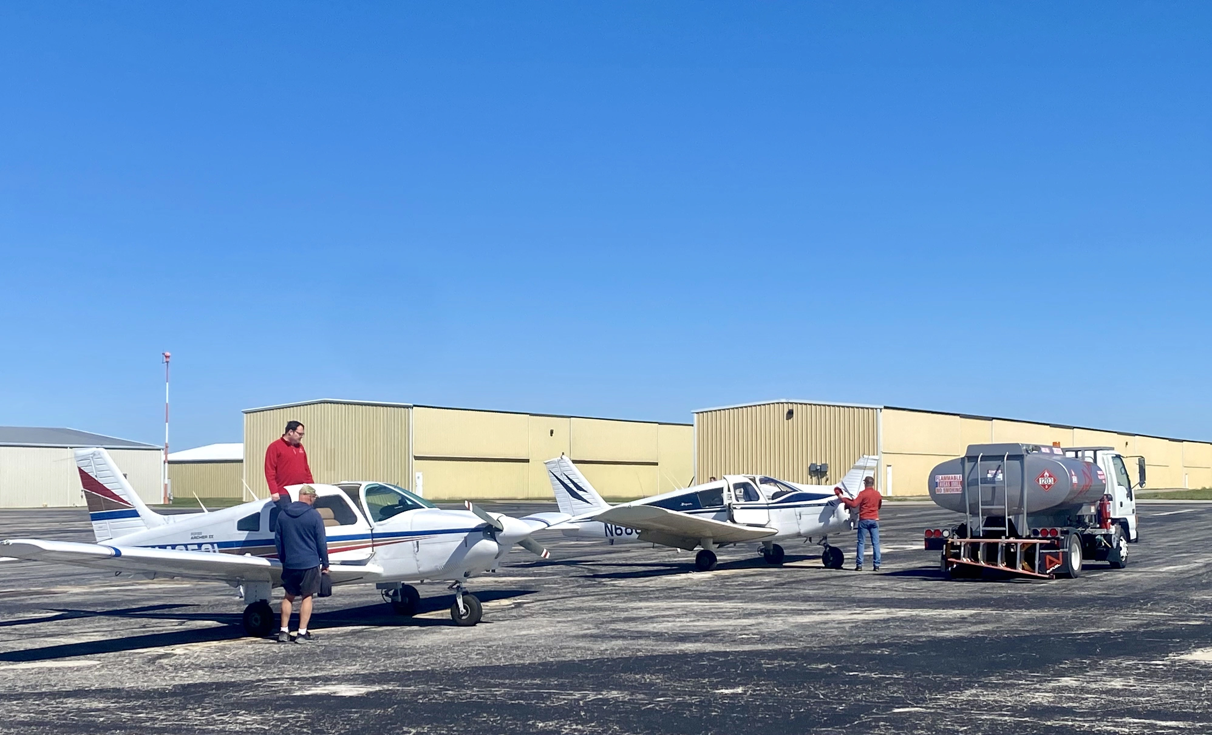 The Summit Flight Academy fleet lined-up at Lee's Summit Airport in Kansas City for flight lessons.